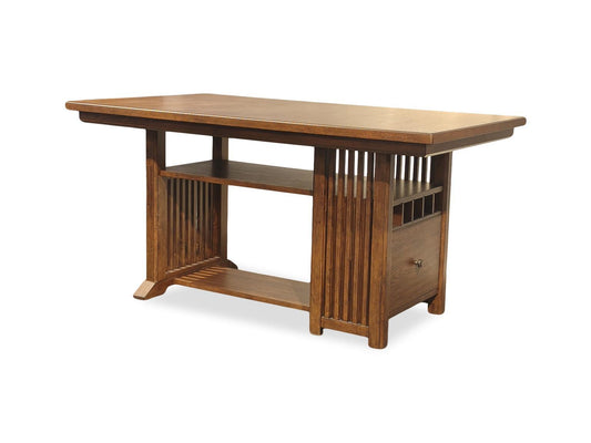 Langley - Complete Counter Height Table With Wine Storage - Tawny Brown