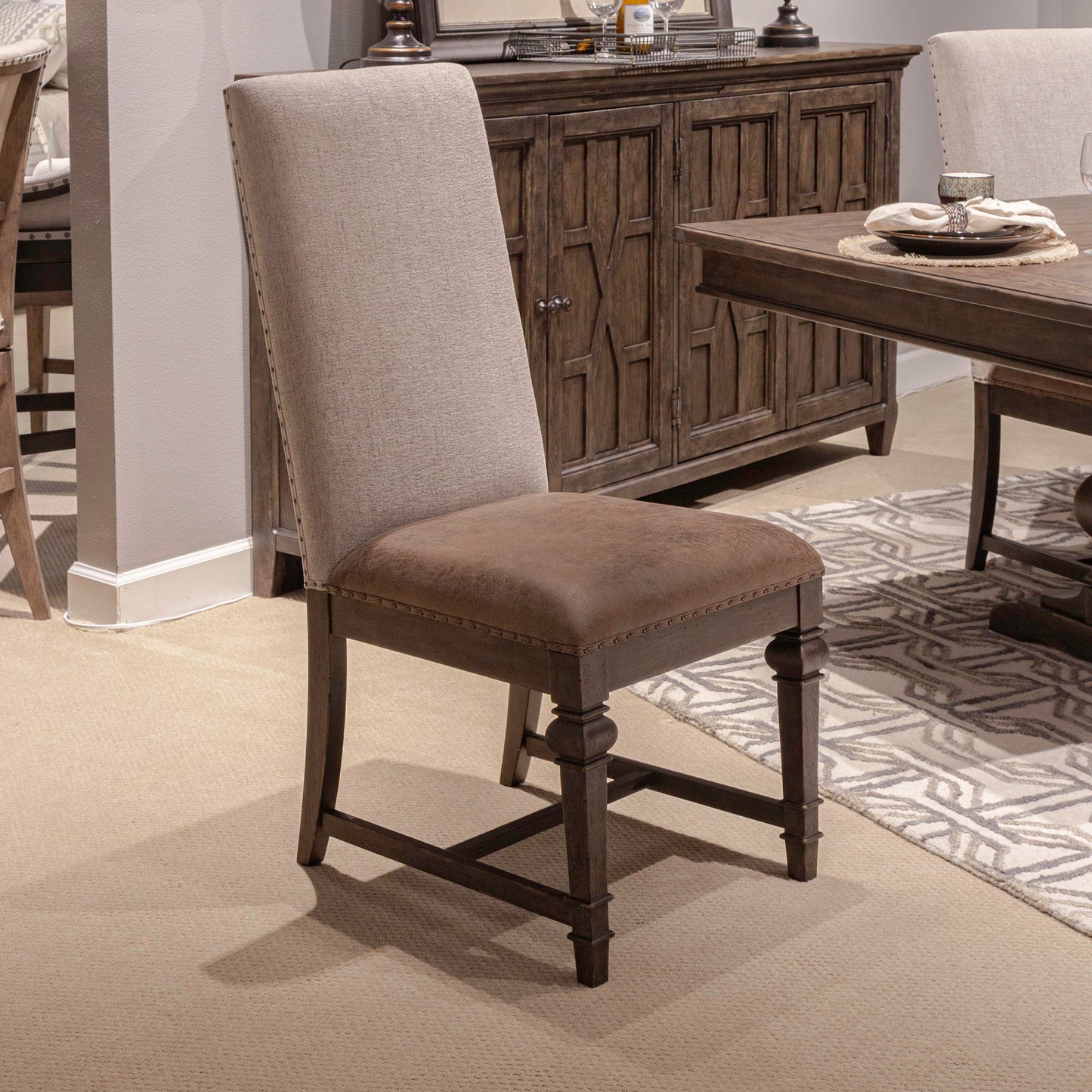 Paradise Valley - Upholstered Side Chair - Saddle Brown