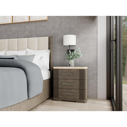 Sariel - Stone Top 3 Drawer Nightstand - Dark Brown
