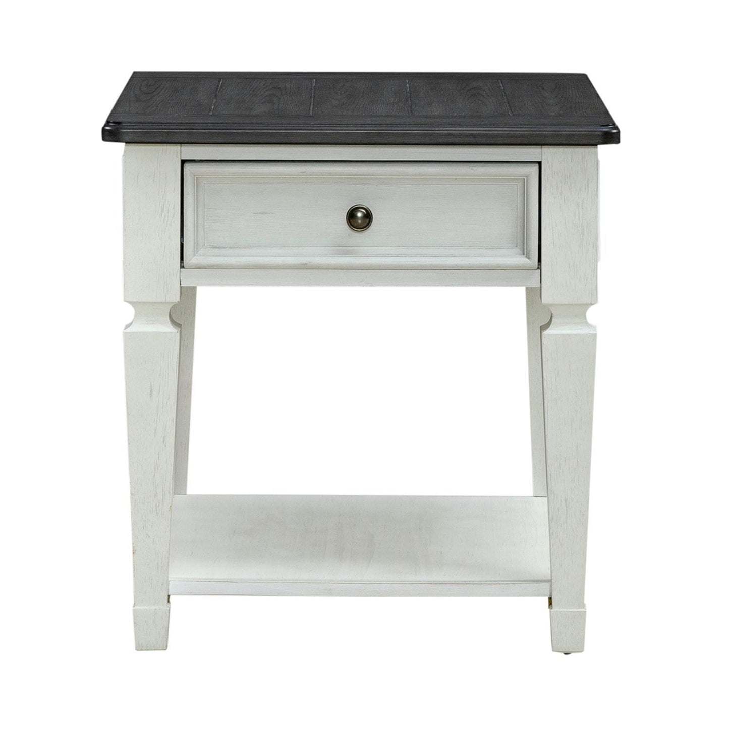 Allyson Park - Drawer End Table - Wirebrushed White / Charcoal
