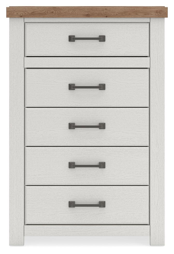 Savonport - Five Drawer Chest - White / Brown