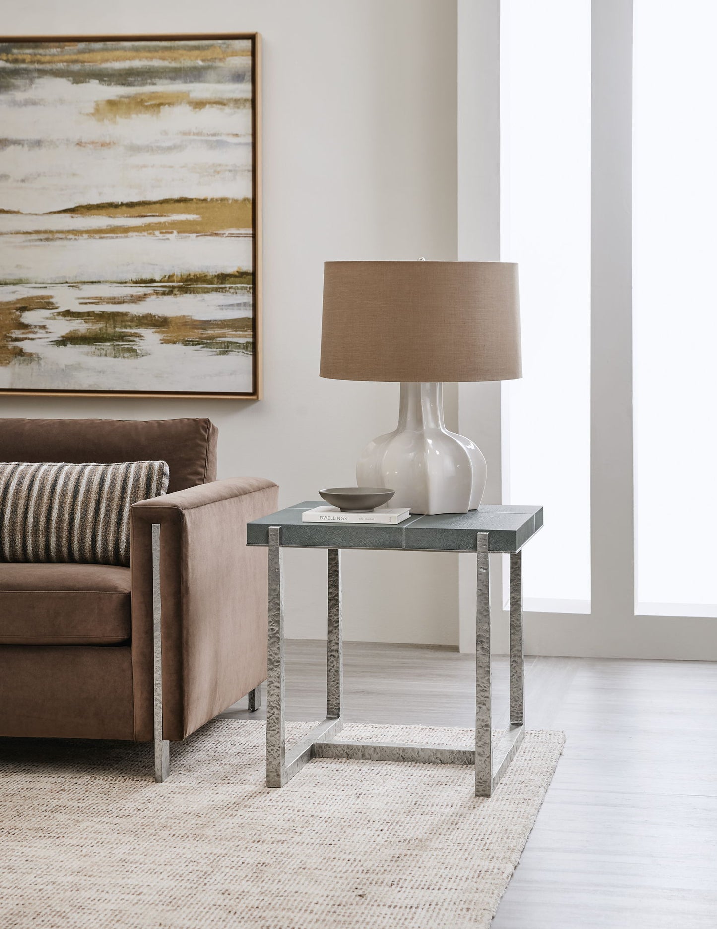 Chapman - Mixed Media End Table - Pearl Silver