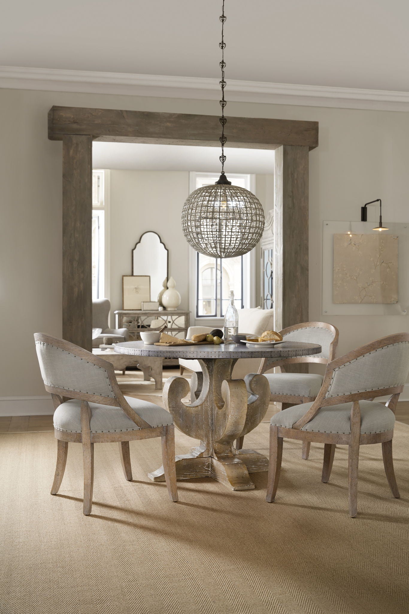 Boheme - Garnier Barrel Back Chair - Gray / Light Brown