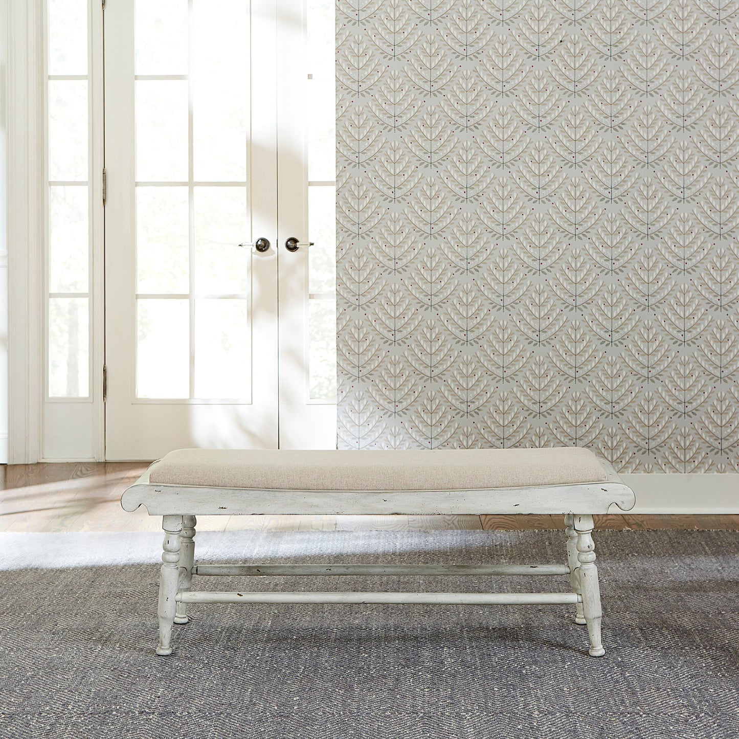 Whitney - Bench - Antique Linen / Weathered Gray