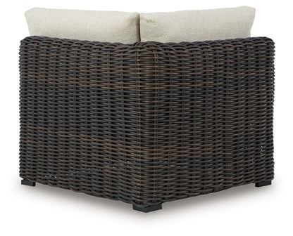 Kimora - Corner With Cushion - Beige / Dark Brown