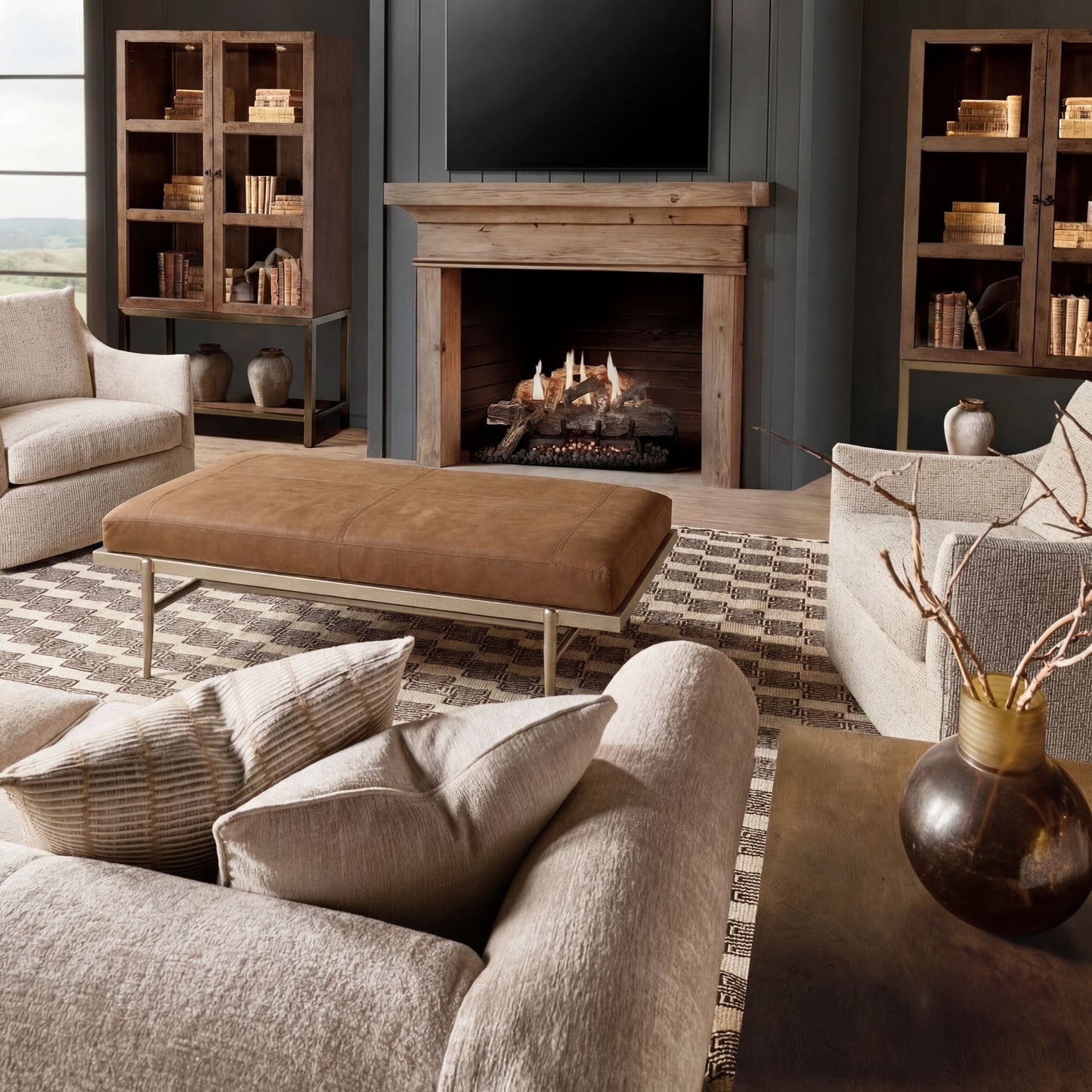 Melange - Tobin Cocktail Ottoman - Brown