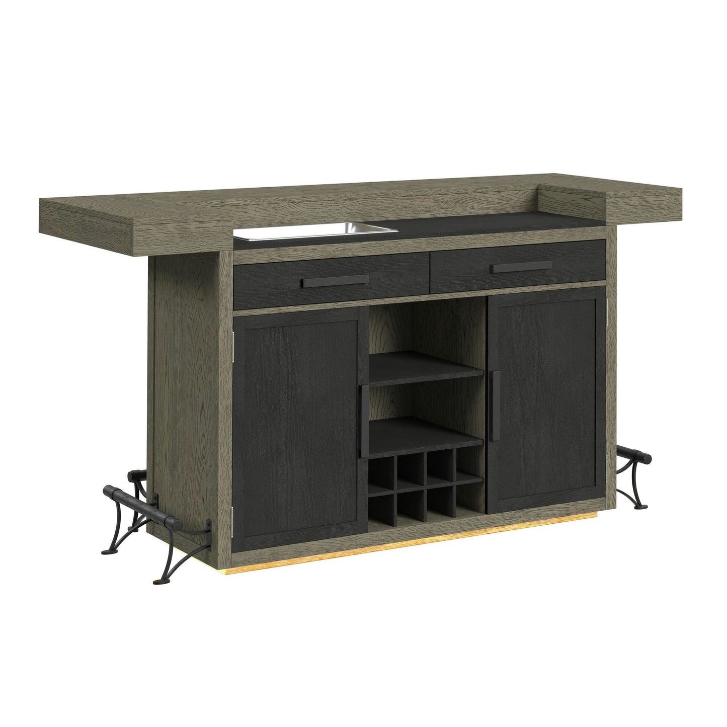 Jemma - Bar Table With Light - Gray And Dark Espresso