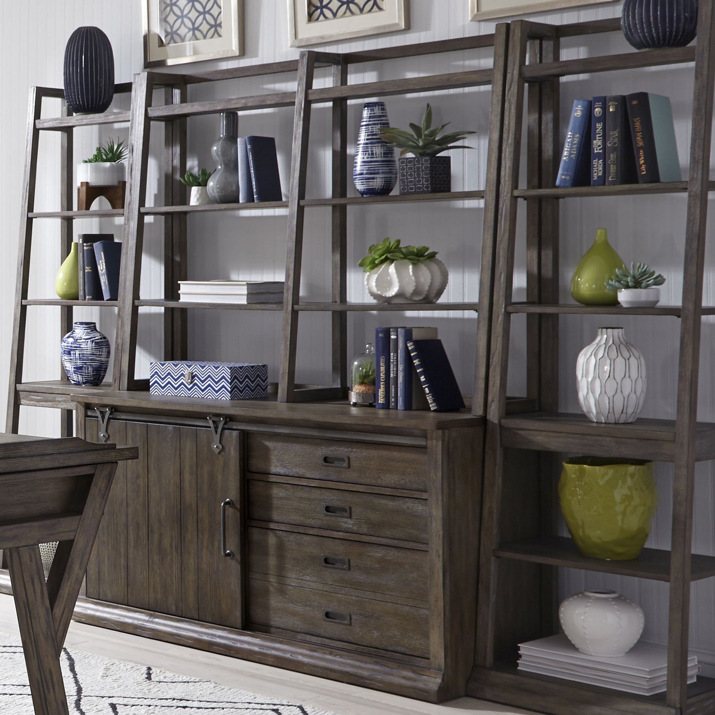 Stone Brook - Jr Executive Credenza Set - Rustic Saddle