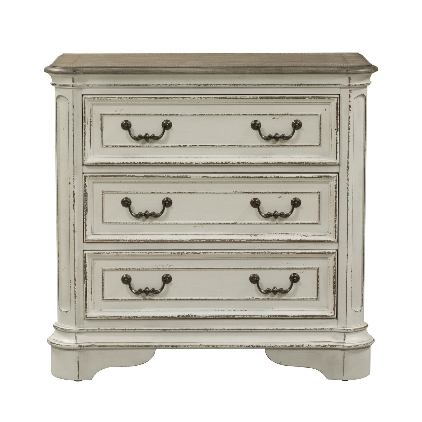 Magnolia Manor - 3 Drawer Bedside Chest With Charging Station - Antique White
