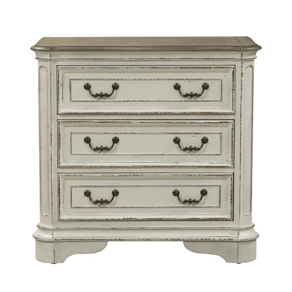Magnolia Manor - 3 Drawer Bedside Chest With Charging Station - Antique White