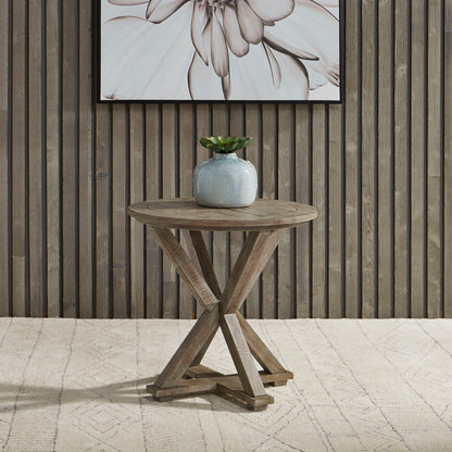 Parkland Falls - Round End Table - Weathered Taupe
