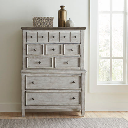 Heartland - 5 Drawer Chest - Antique White / Tobacco Tops