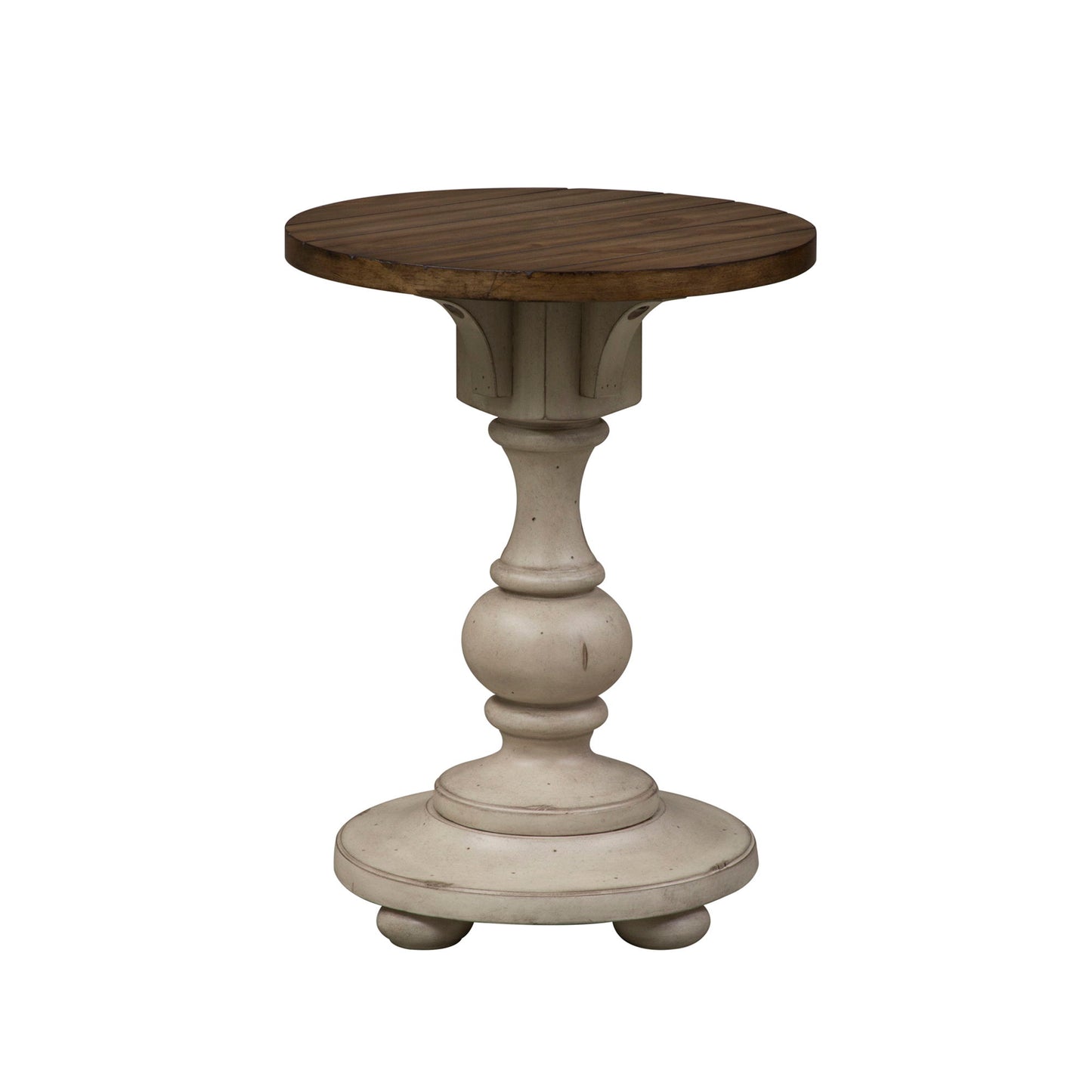 Morgan Creek - Chair Side Table - Antique White / Wirebrushed Tobacco Accents