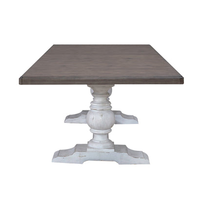 River Place - Trestle Table - Riverstone White & Tobacco
