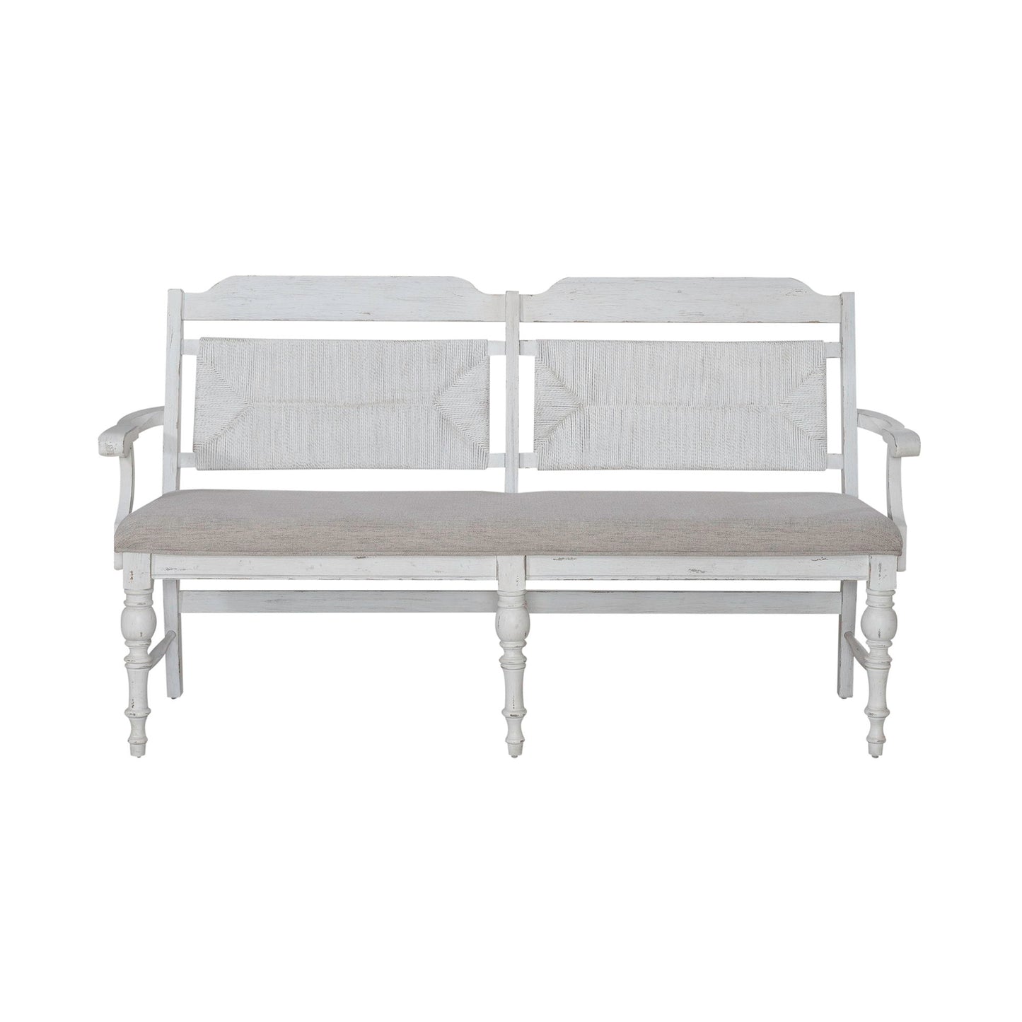 River Place - Panel Back Bench - Riverstone White & Tobacco