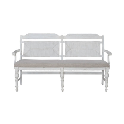 River Place - Panel Back Bench - Riverstone White & Tobacco