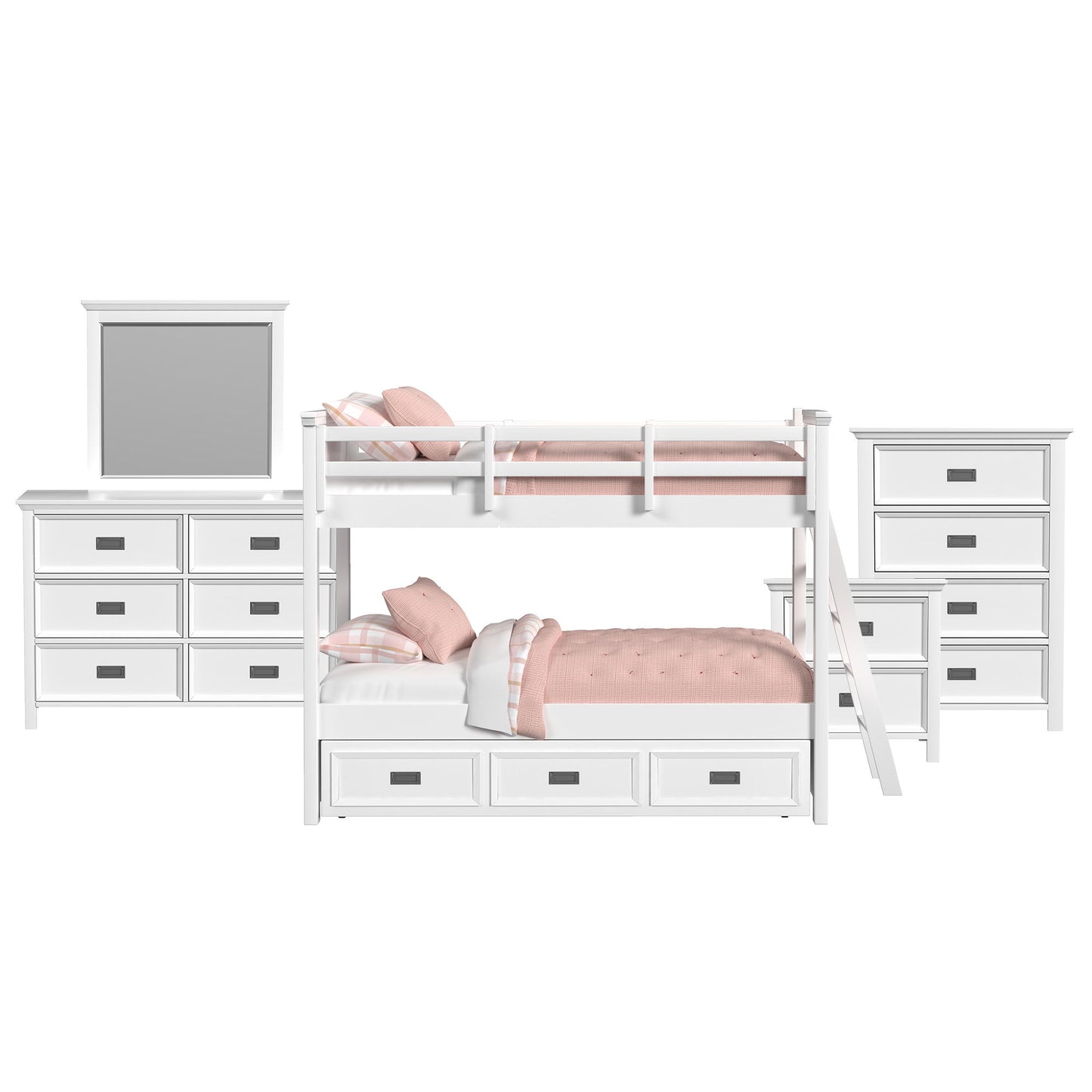 Hampton Kids - Bunk With Ladder And Trundle Bedroom Set