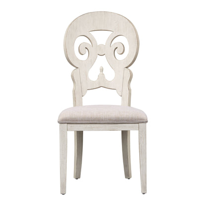 Farmhouse Reimagined - Splat Back Side Chair - Antique White / Chestnut Tops