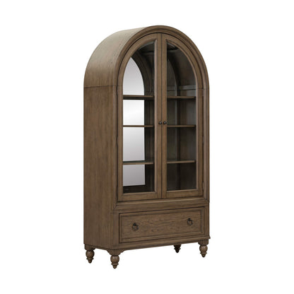 Americana Farmhouse - Arched Display Cabinet - Dusty Taupe