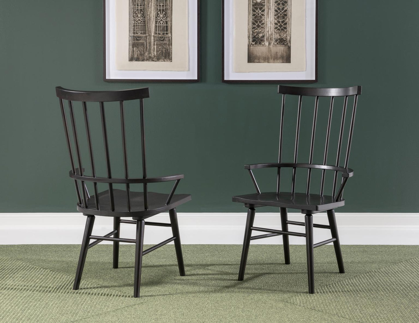 Fenmore - Spindle Arm Chair (Set of 2) - Mocha And Distressed Cherry