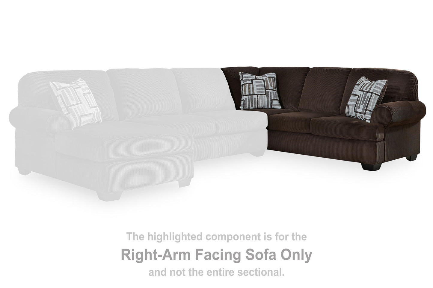 Kimlee - RAF Sofa With Corner Wedge - Chocolate