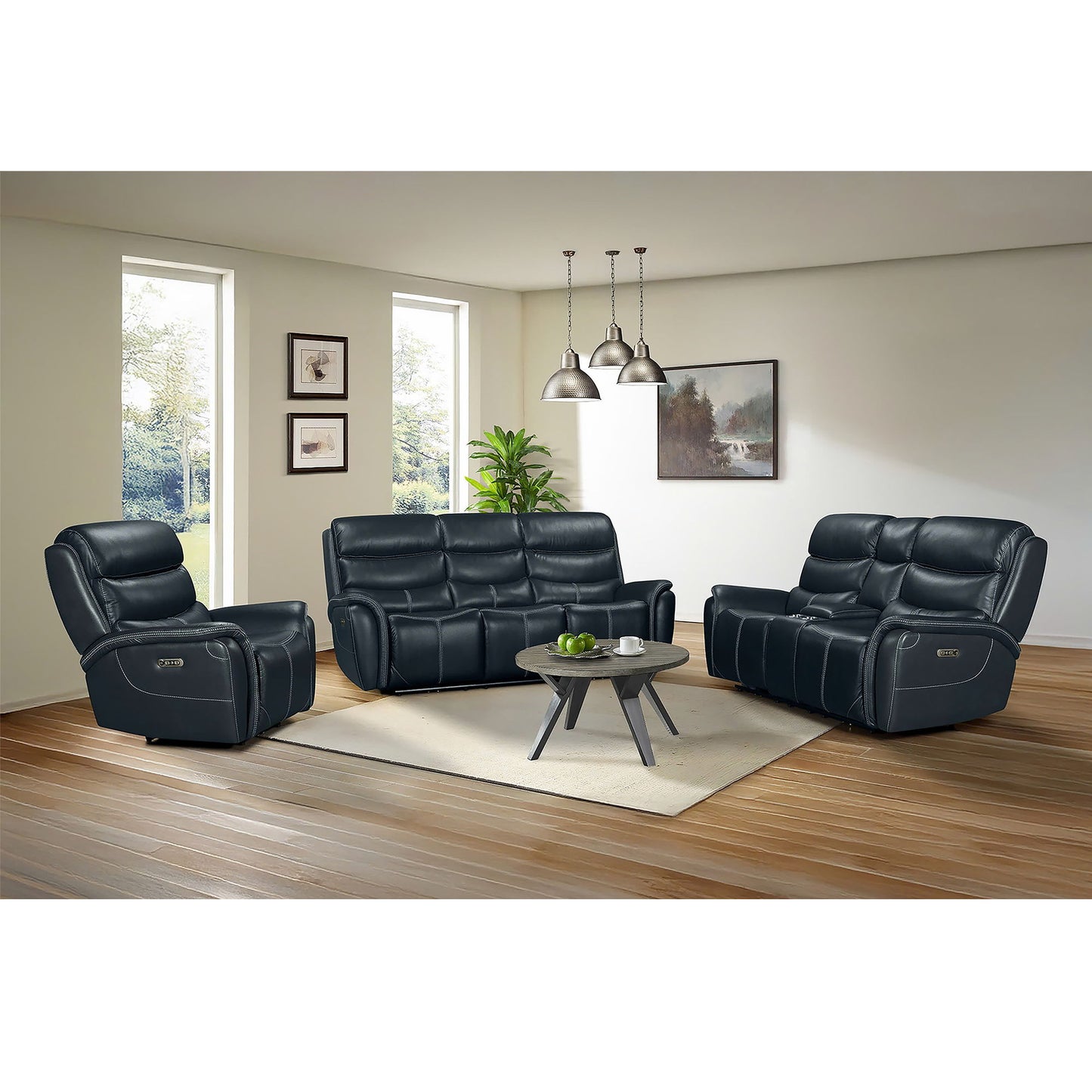 Aruba - Power Motion Sofa With Power Headrest - Pebble Navy