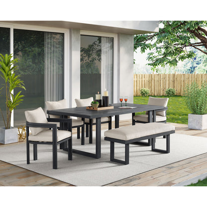 Playa - Dining Bench - Dark Gray / Beige