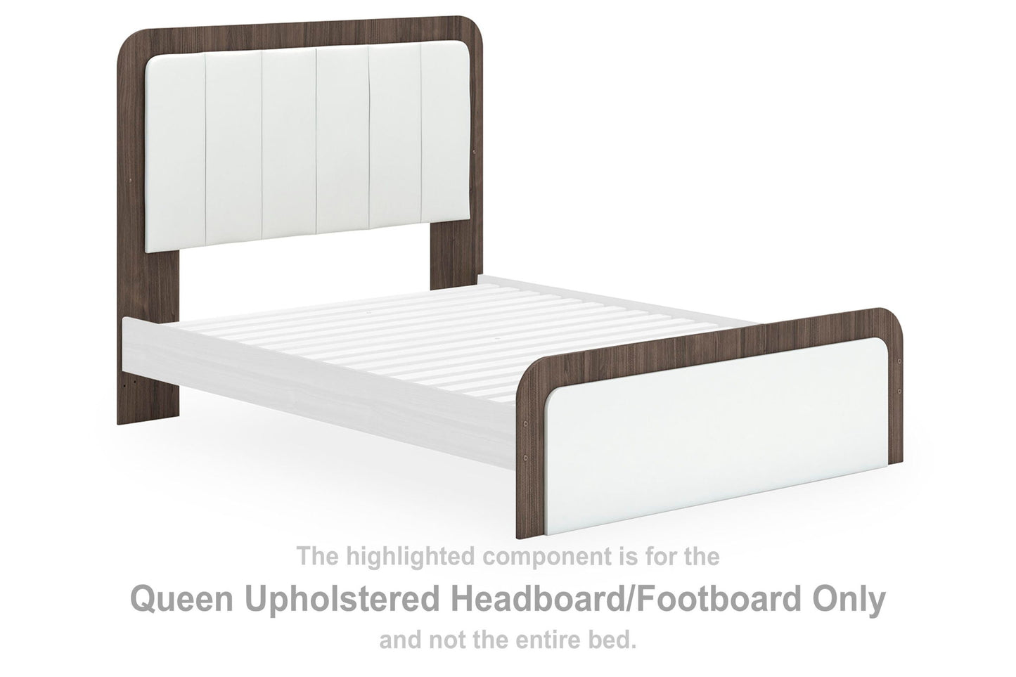 Kendanport - Queen Upholstered Headboard/Footboard - Brown / White