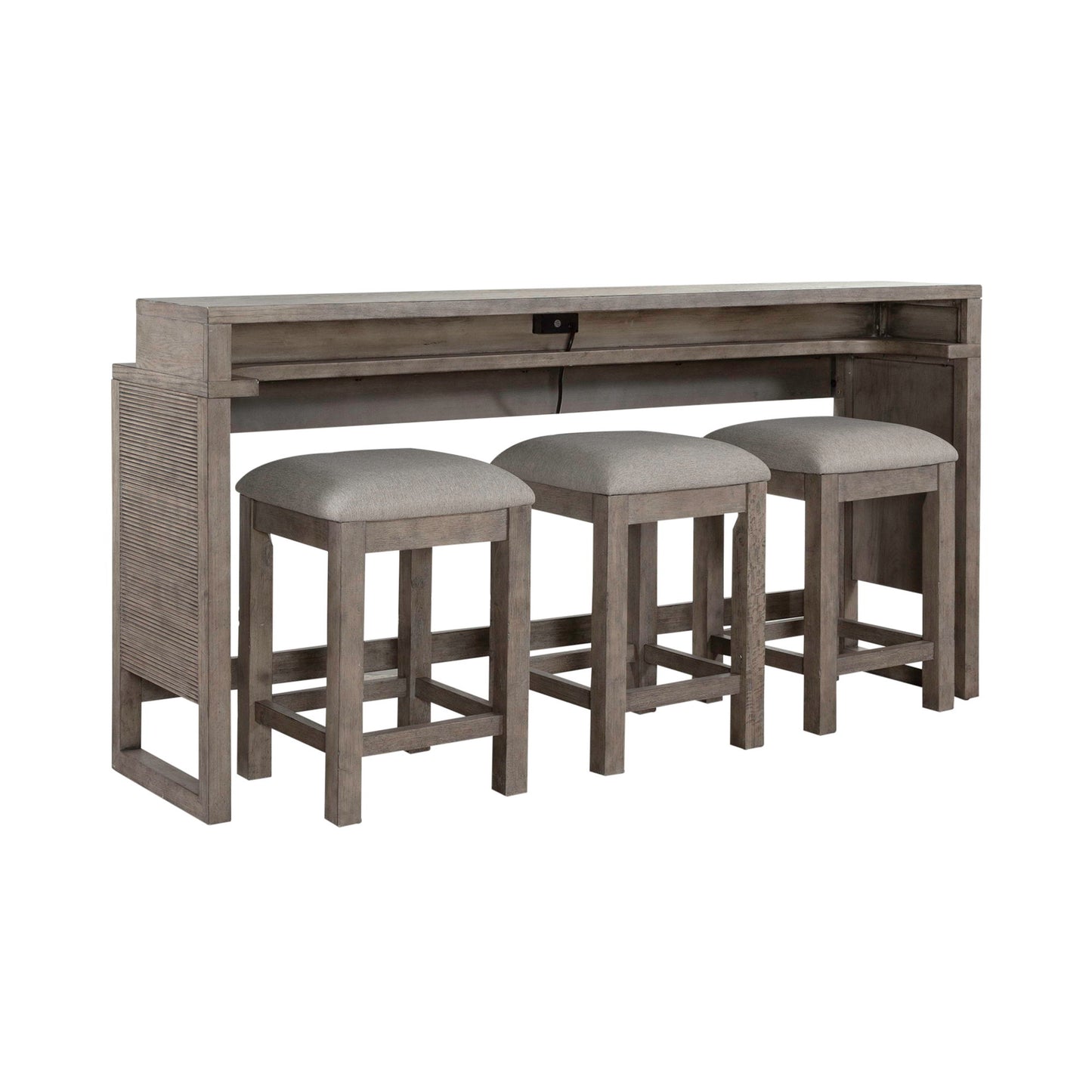 Bartlett Field - 4 Piece Living Room Set (Console Bar Table & 3 Console Stools) - Dusty Taupe