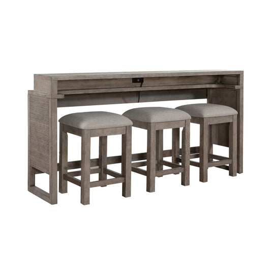 Bartlett Field - 4 Piece Living Room Set (Console Bar Table & 3 Console Stools) - Dusty Taupe