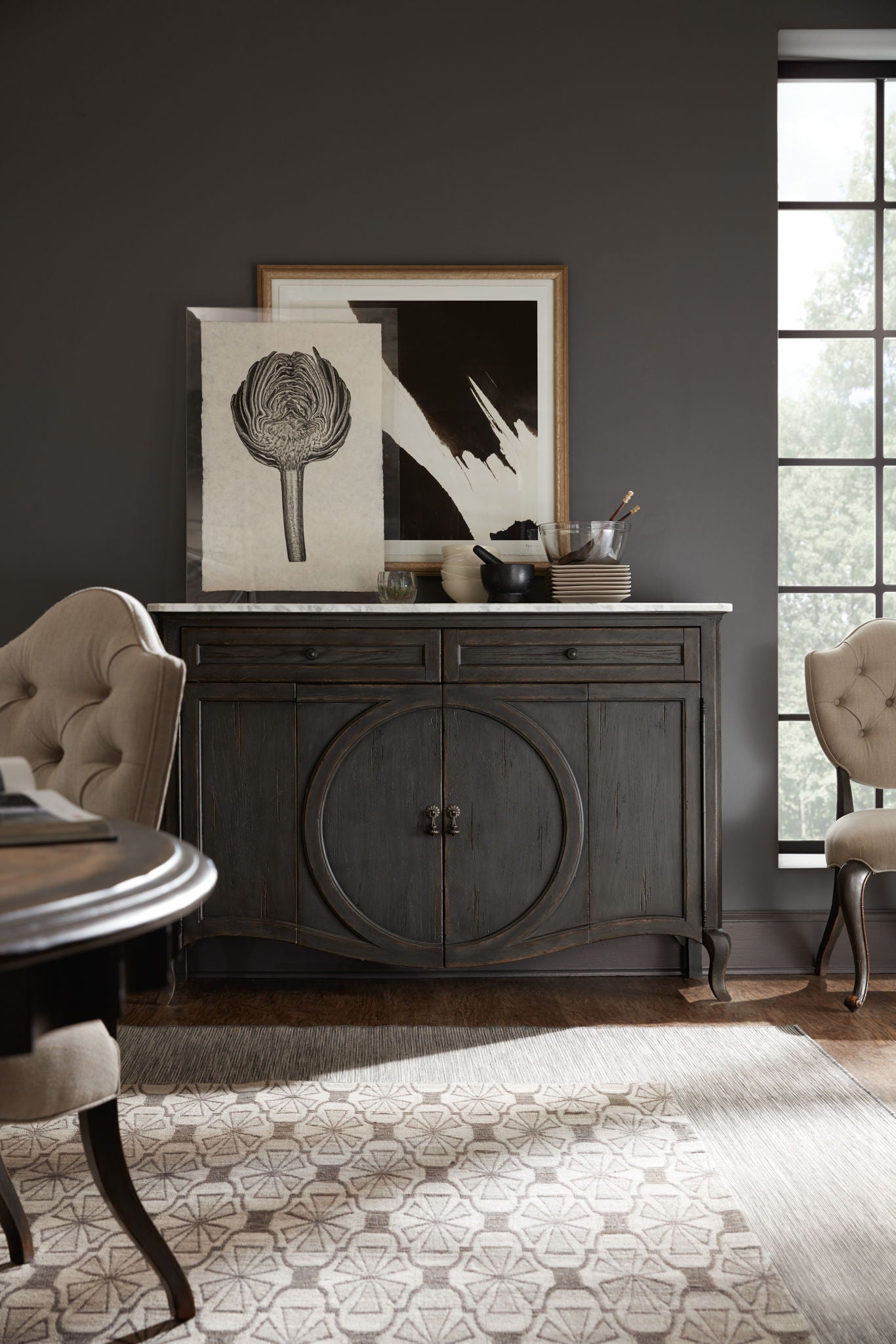 Melange - Arabella 4-Door Two-Drawer Credenza - Dark Gray