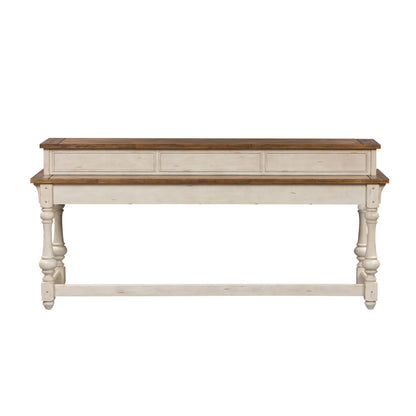 Morgan Creek - 4 Piece Console Set (1 Console 3 Stools) - Antique White / Wirebrushed Tobacco Accents