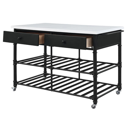 Emery - Kitchen Island - White Cultured Marble Top & Gray