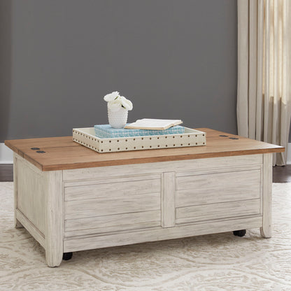 Farmhouse Reimagined - Storage Trunk - Antique White / Chestnut Tops