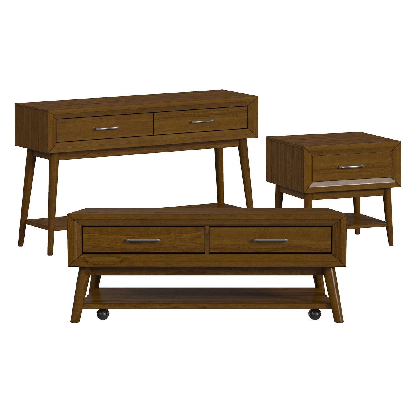 Santa Barbara - 3 Piece Occasional Table Set (Coffee Table, End Table & Sofa) - Walnut