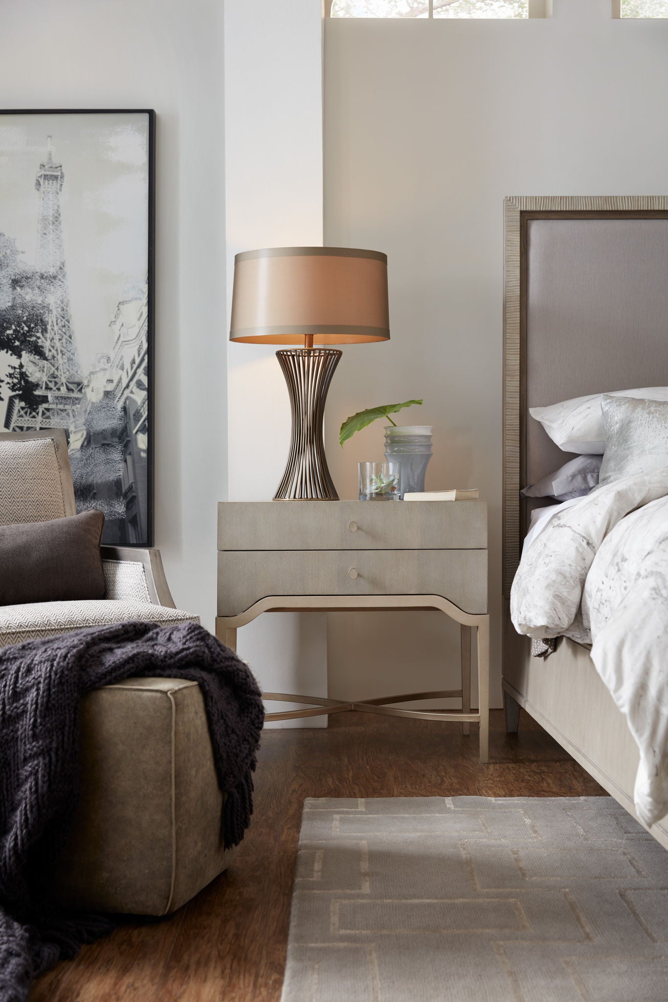 Elixir - 2-Drawer Nightstand - Pearl Silver