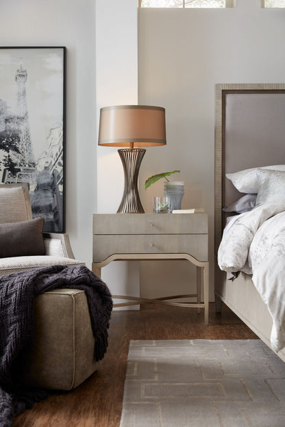 Elixir - 2-Drawer Nightstand - Pearl Silver