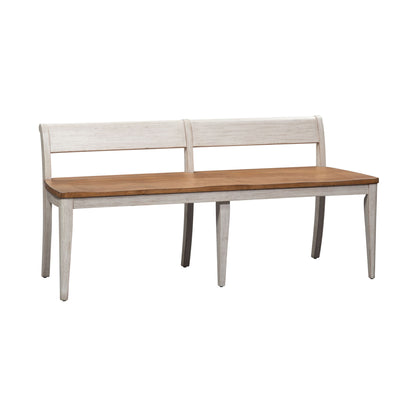 Farmhouse Reimagined - Bench - Antique White / Chestnut Tops
