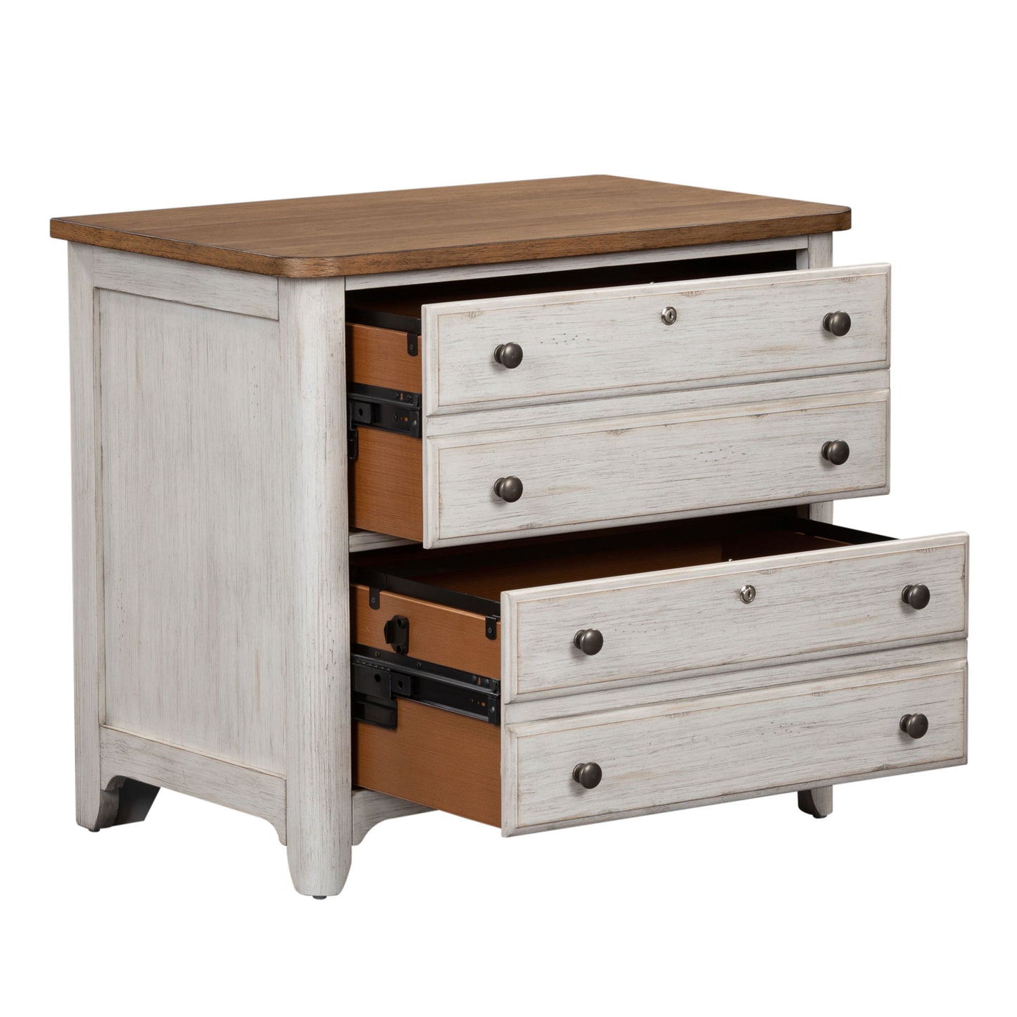 Farmhouse Reimagined - Lateral File - Antique White / Chestnut Tops