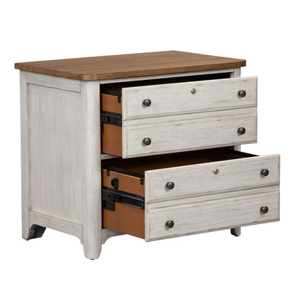 Farmhouse Reimagined - Lateral File - Antique White / Chestnut Tops