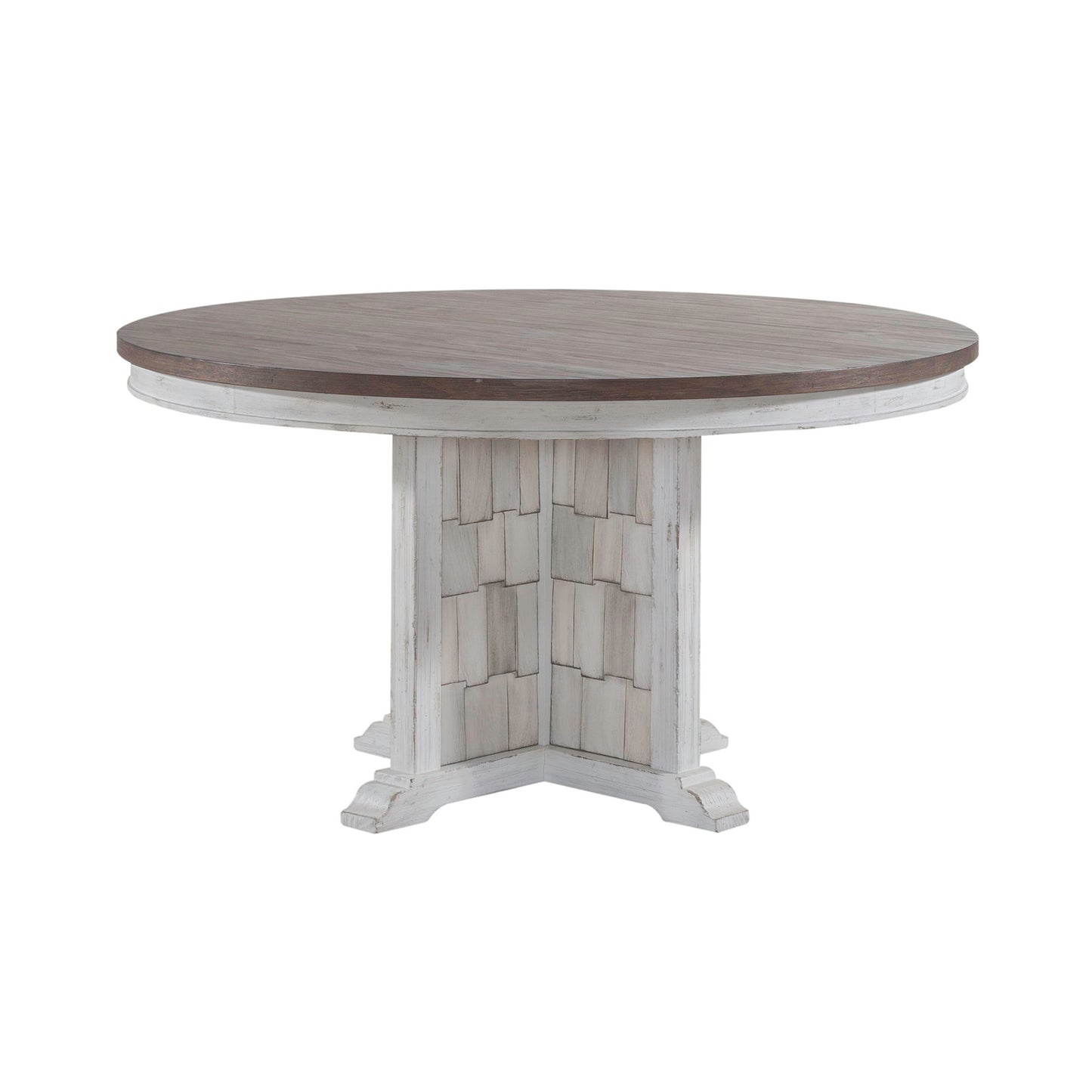 River Place - Pedestal Table - Riverstone White & Tobacco