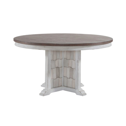River Place - Pedestal Table - Riverstone White & Tobacco