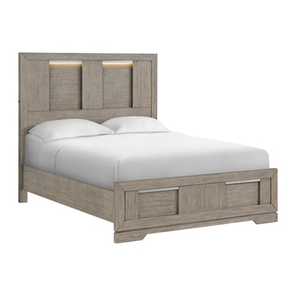 Kelis - 4 Piece Bedroom Set With Queen Panel Bed And LED - Gray