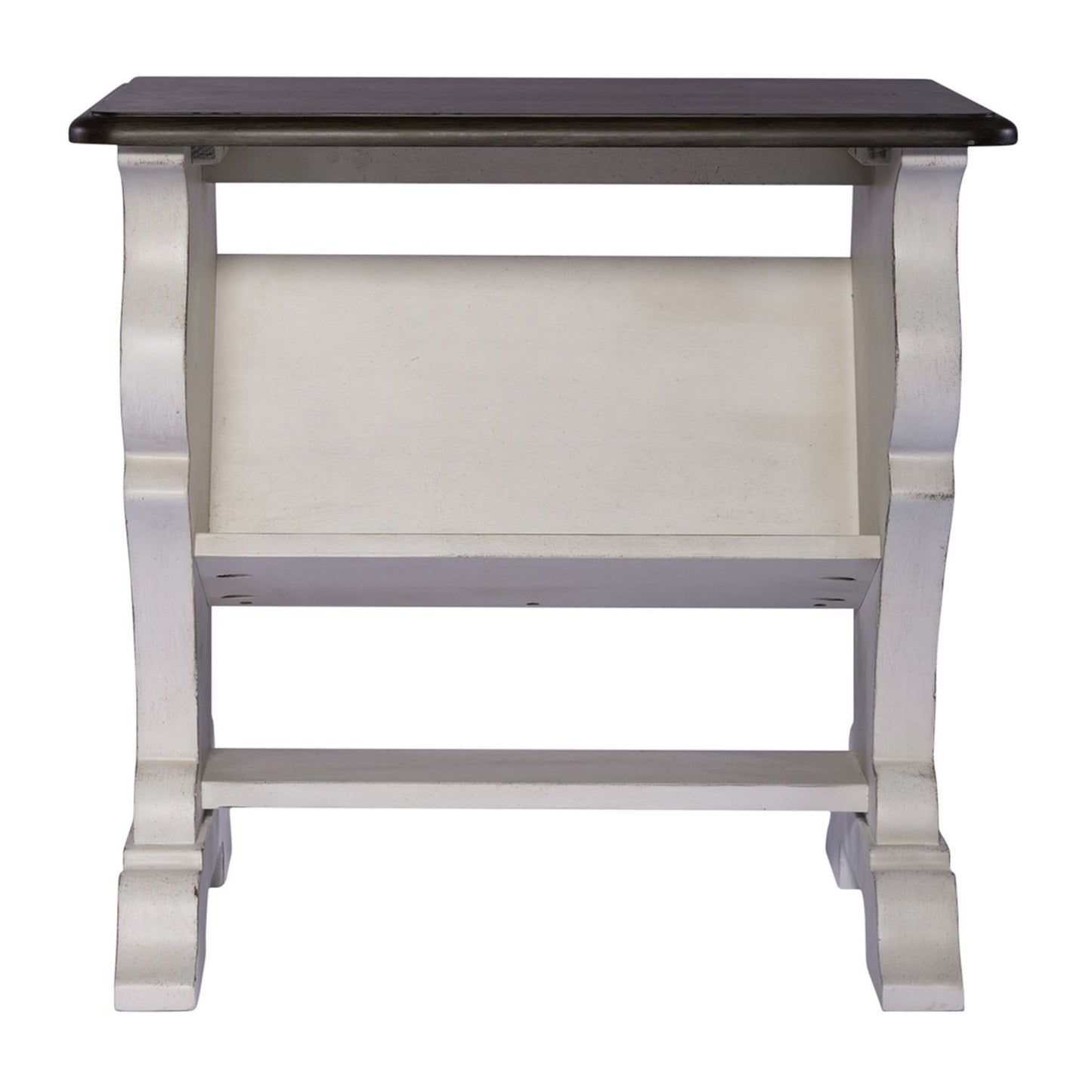 Abbey Road - Library Chair Side Table - Porcelain White / Churchill Brown