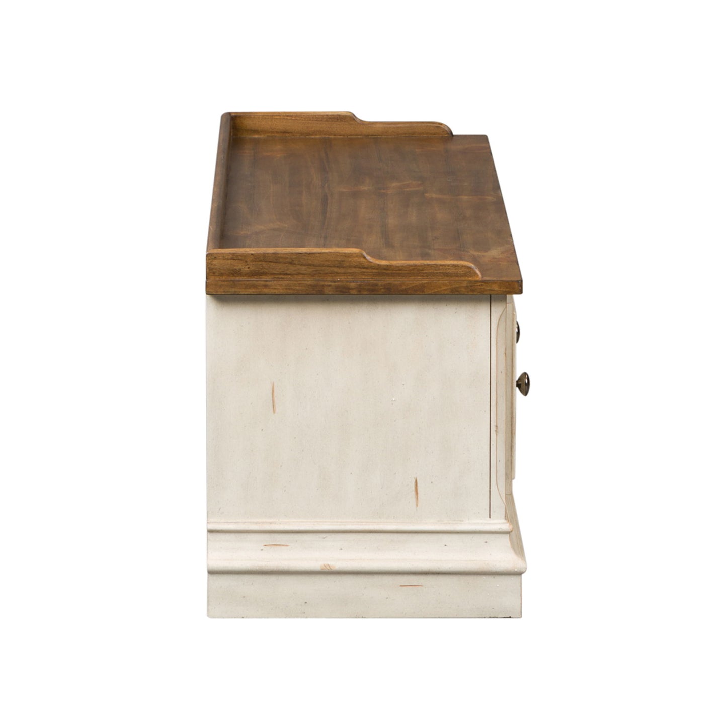 Morgan Creek - Storage Hall Bench - Antique White / Wirebrushed Tobacco Accents