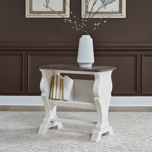 Abbey Road - Library Chair Side Table - Porcelain White / Churchill Brown