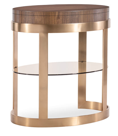 Eleana - Oval Nightstand - Medium Wood / Gold