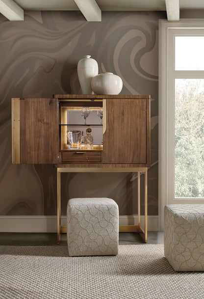 Eleana - Bar On Stand - Medium Wood / Gold