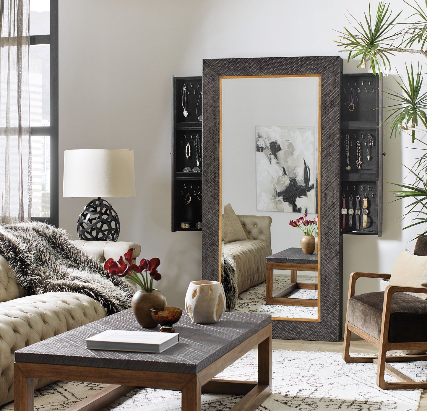 Big Sky - Floor Mirror With Jewelry Storage - Dark Gray