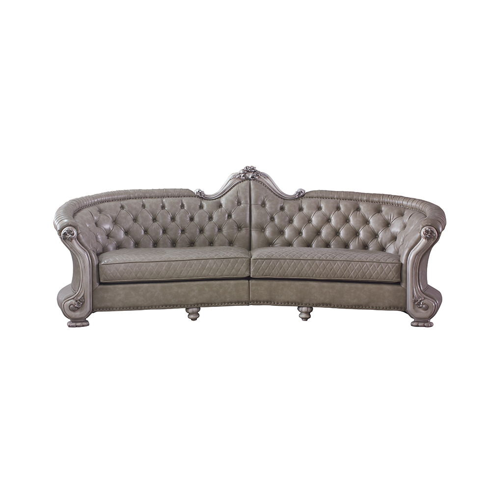 Dresden - 43" Sofa With 5 Pillows - Synthetic Leather & Vintage Bone White